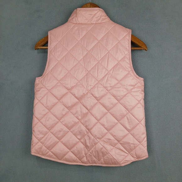J Crew Crewcuts Quilted Vest Girls Medium‎ Pink Mock Neck Full Zip Outerwear - Picture 2 of 10